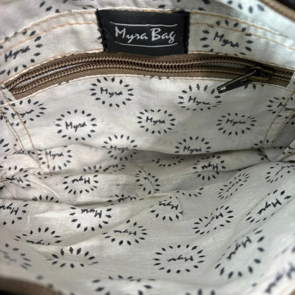 Myra Bag Handbag Small Teal Black Brown Crossbody Boho‎ Cowhide Canvas Mandala